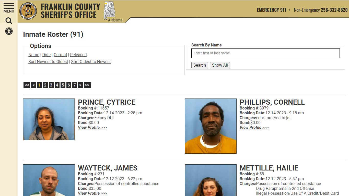 Inmate Roster (97) - Franklin County AL Sheriff's Office